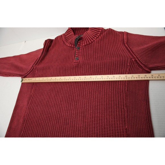 Carbon2Cobalt Sweater Mens 2XL Red Fireside Henley Cotton Knit Pullover - Picture 6 of 10